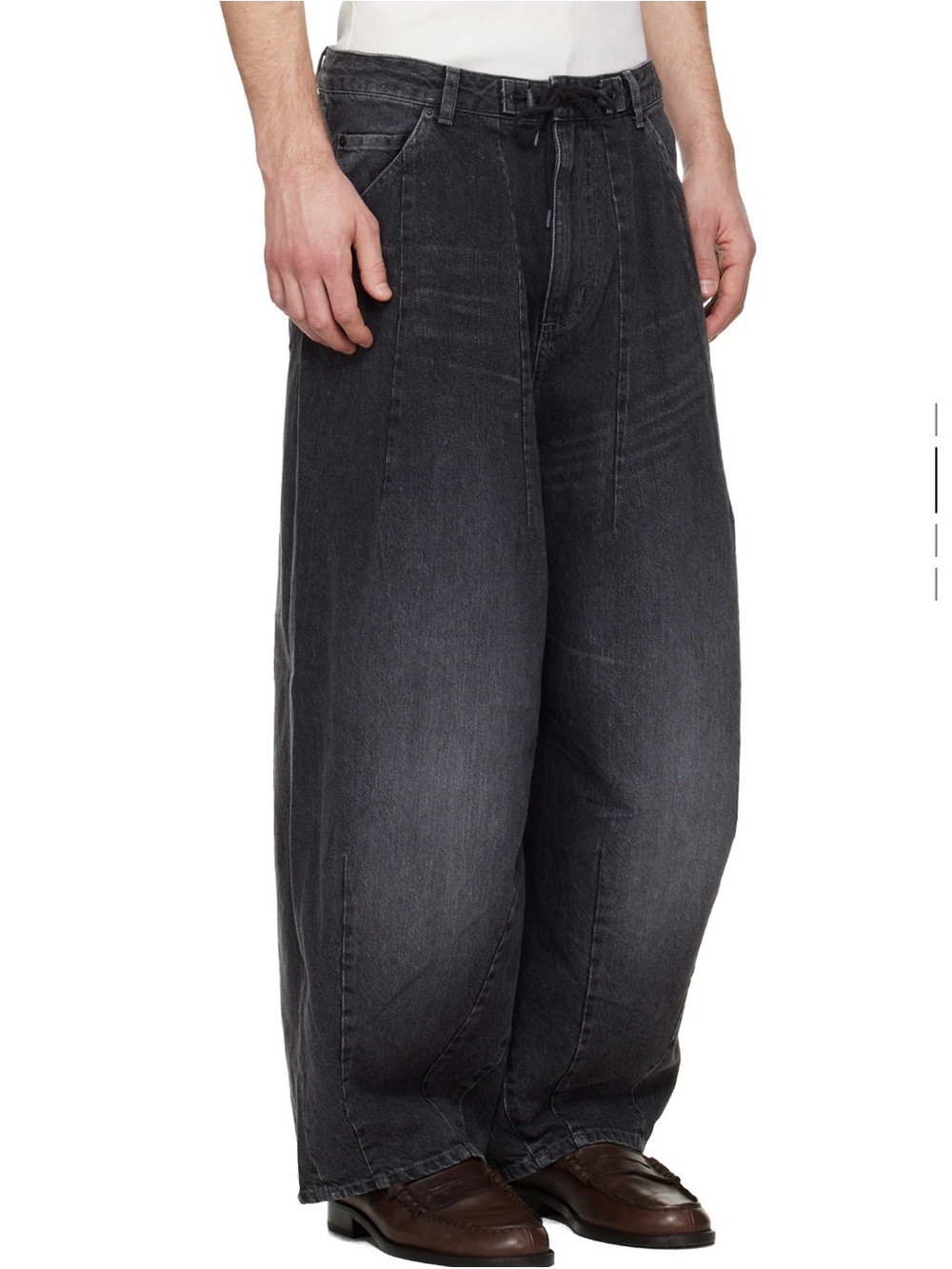 Needles Relaxed Wide-Leg Jeans in Washed Black